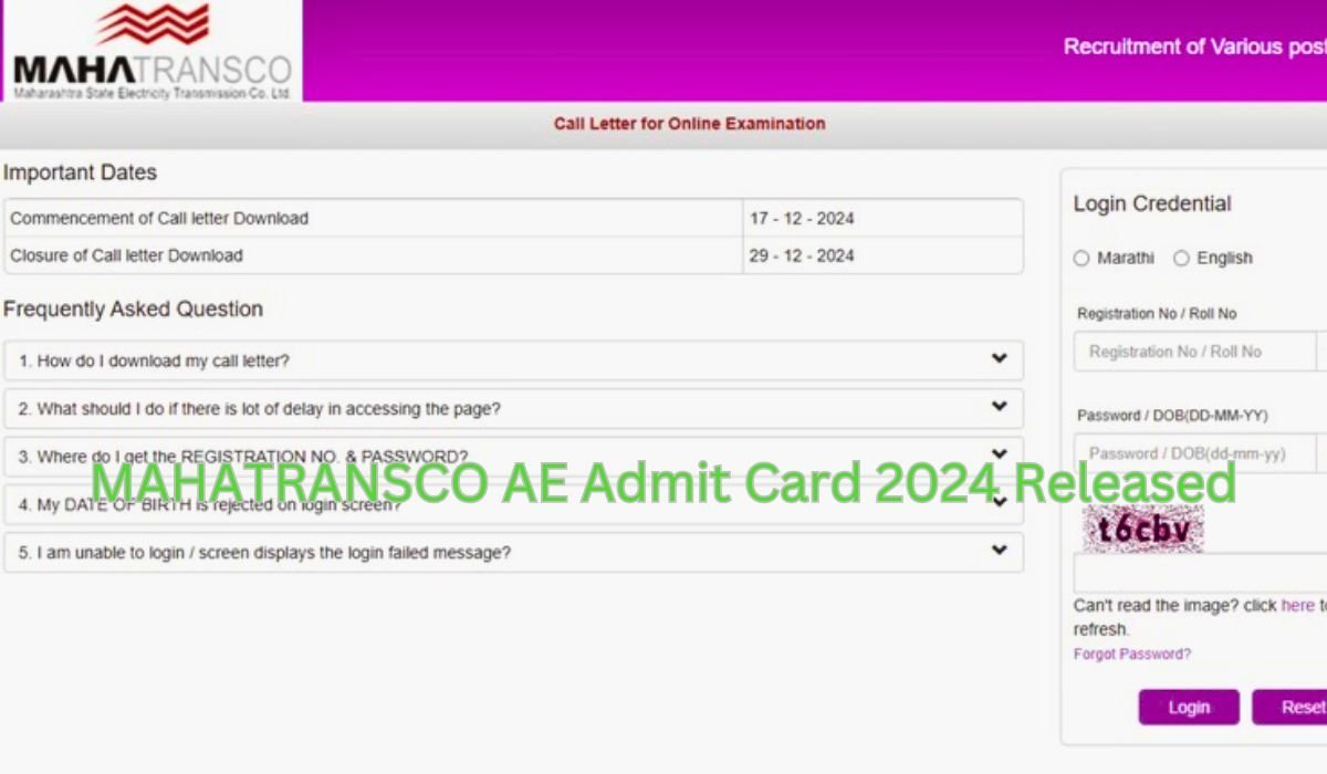 MAHATRANSCO AE Admit Card 2024