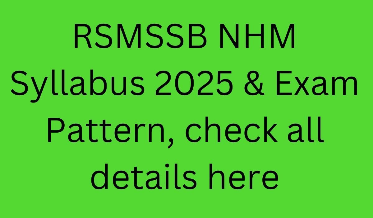 RSMSSB NHM Syllabus 2025