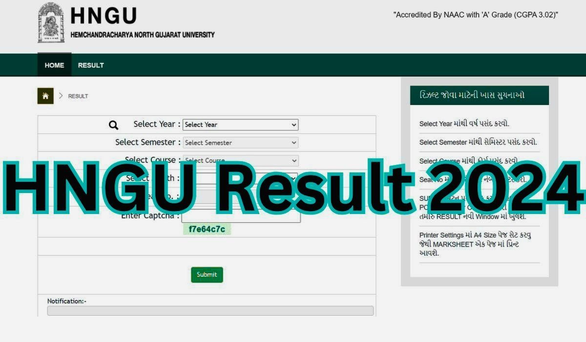 HNGU Result 2024 OUT