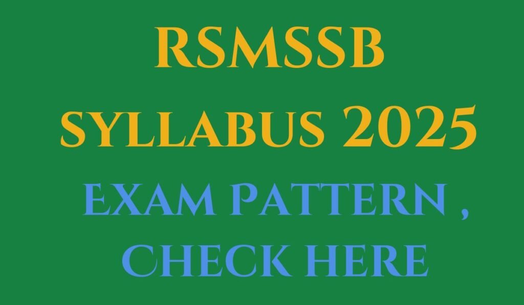 RSMSSB syllabus 2025 