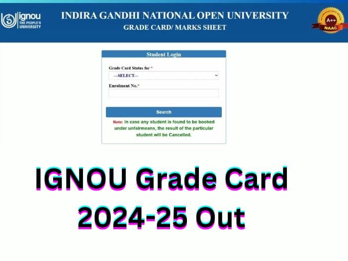 IGNOU Grade Card 2024-25 Out