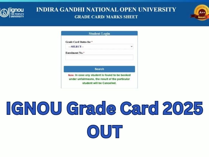 IGNOU Grade Card 2025 OUT